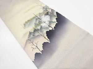 アンティーク　手描き山里風景模様袋帯（材料）